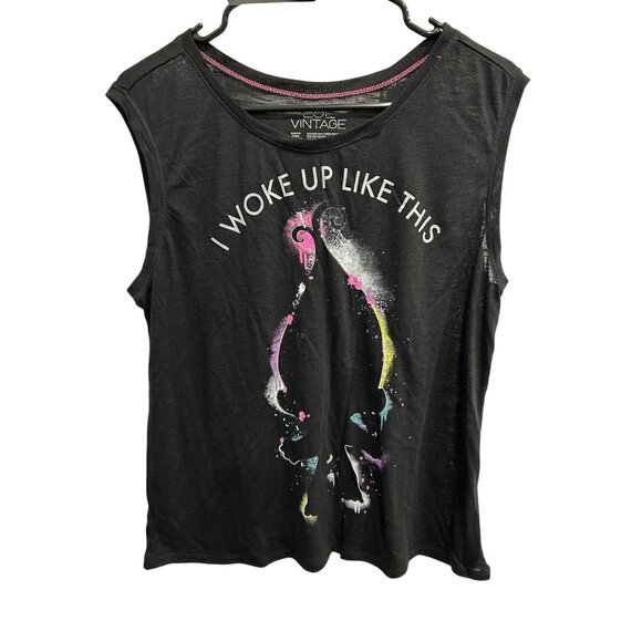 I Woke Up Like This LOL Vintage NWT  Black Graphic Tank Top Sz XL - Picture 1 of 9
